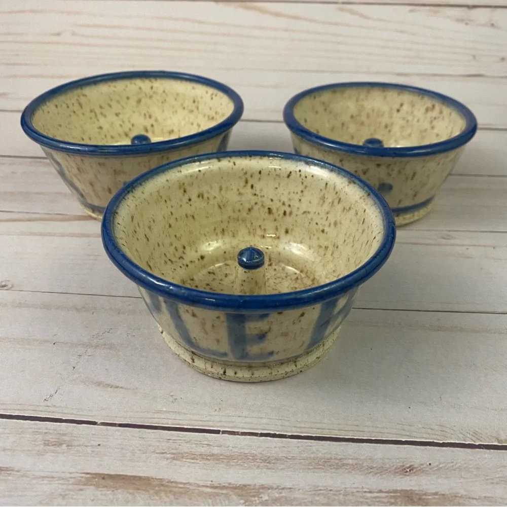 Apple Baker Studio Art Pottery 3 pc Lot Signed Speckled